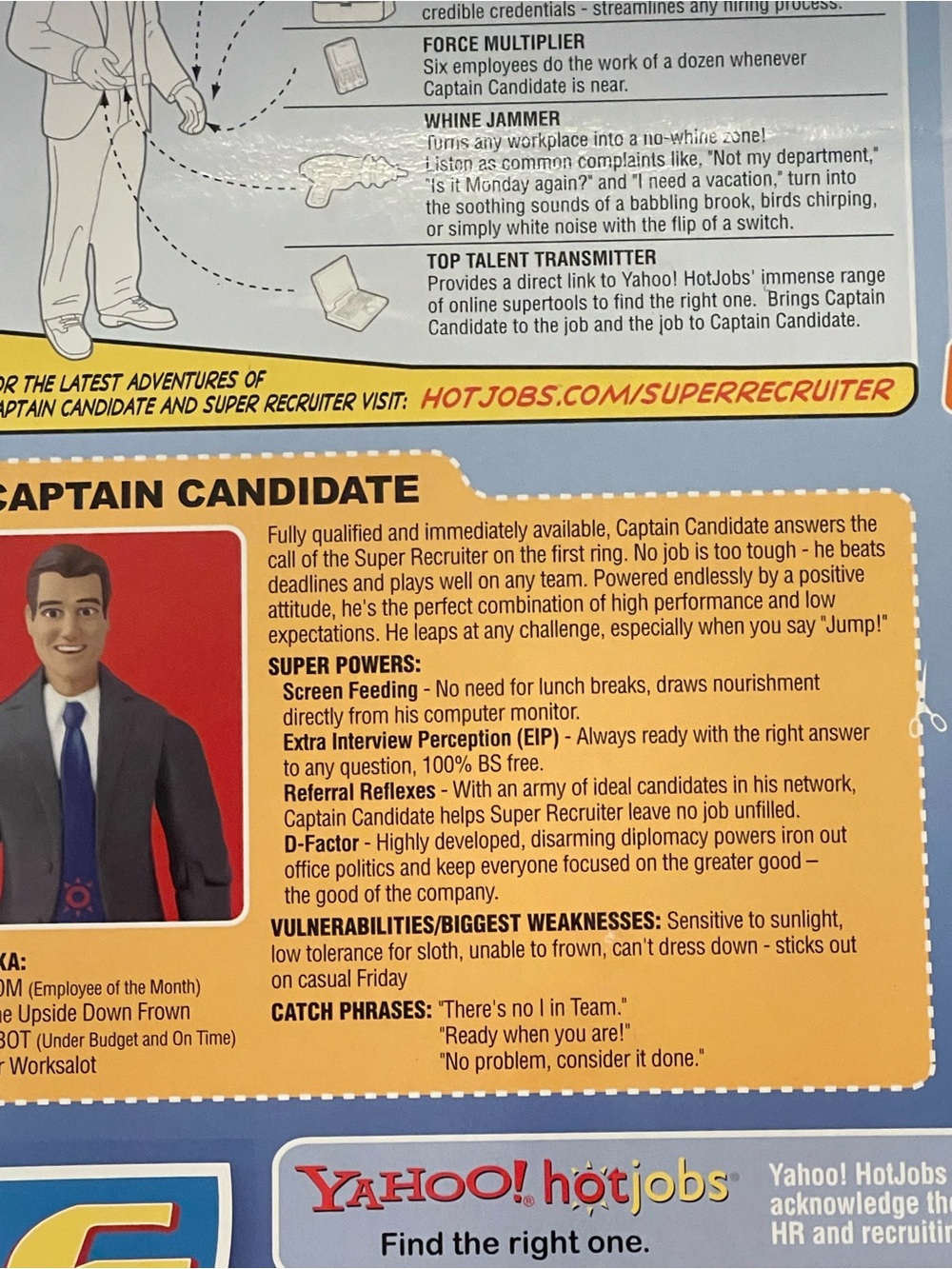Vintage 2006 Yahoo! HotJobs Captain Candidate Action Figure Happy Worker NIP - Picture 6 of 7